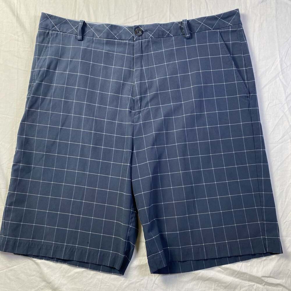 Ashworth Plaid Golf Shorts Size 40W Blue Performance Chino(1397)